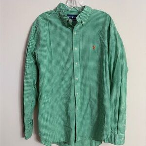 Ralph Lauren Shirt Green Gingham Check Long Sleeve Button Down Pony Cotton Sz XL